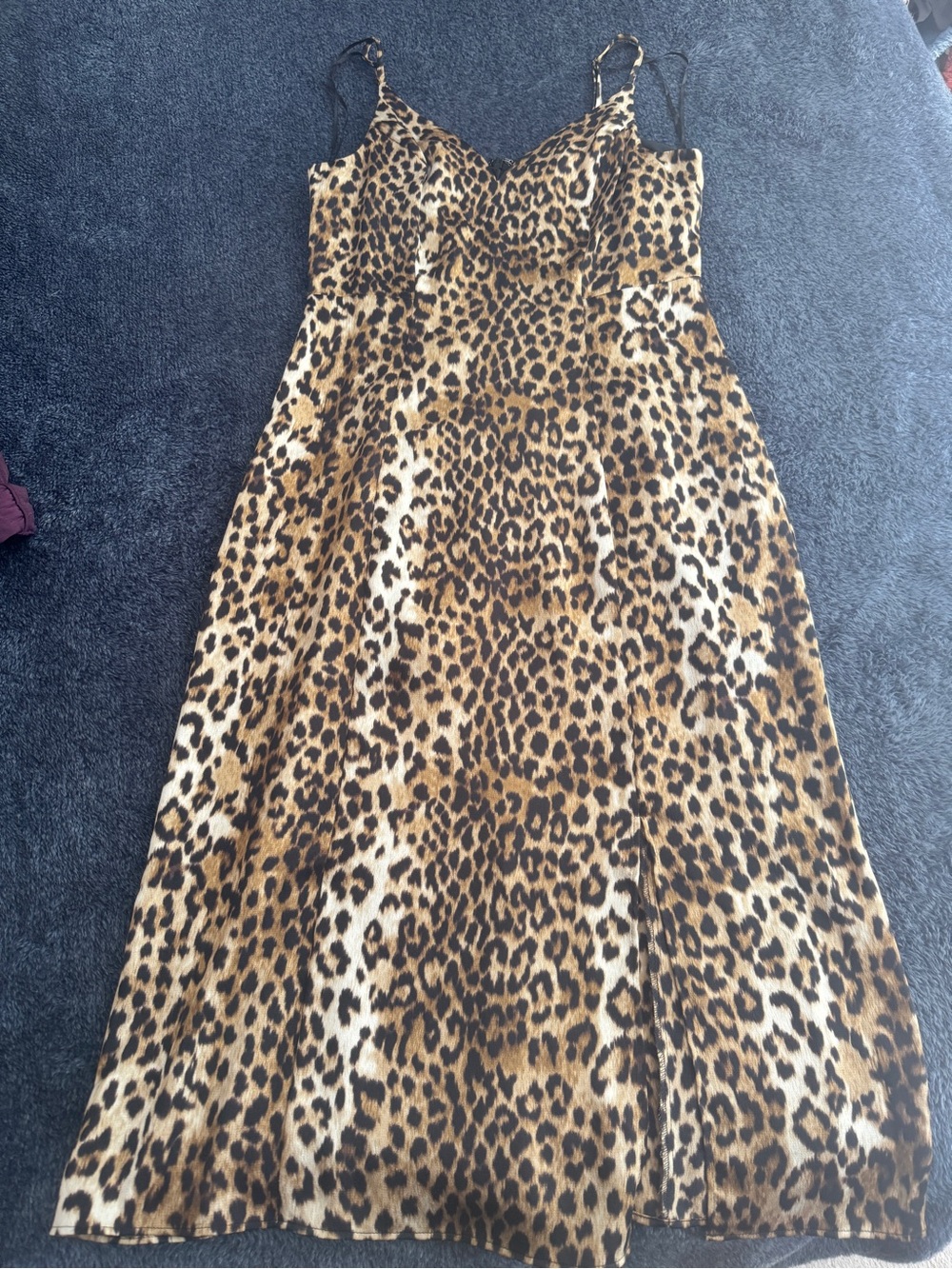 Express Leopard Print Midi Slip Dress - Brown, Black, Cream